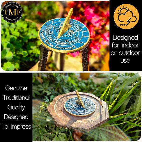 هدية الذكرى السنوية للمزولة الشمسية بمناسبة الذكرى السنوية الخامسة والأربعين لزفاف الياقوت 1978-2023 مع حامل بقاعدة. فكرة هدية للحديقة من النحاس المعاد تدويره لديكور المنزل مصنوعة يدويًا في المملكة المتحدة للآباء والأجداد والأصدقاء والأزواج in Kuwait