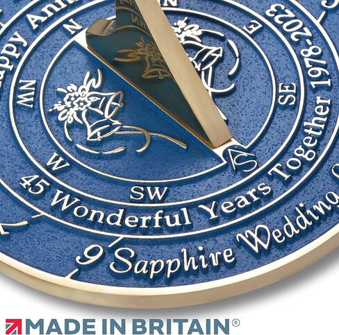 هدية الذكرى السنوية للمزولة الشمسية بمناسبة الذكرى السنوية الخامسة والأربعين لزفاف الياقوت 1978-2023 مع حامل بقاعدة. فكرة هدية للحديقة من النحاس المعاد تدويره لديكور المنزل مصنوعة يدويًا في المملكة المتحدة للآباء والأجداد والأصدقاء والأزواج in Kuwait