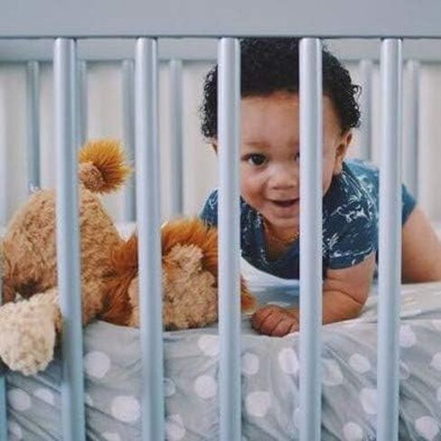 Crib Sheet Set | Toddler Sheet Set 2 Pack 100% Jersey Cotton Grey and White Abstract Stripes and Dots by Ely's & Co in Saudi Arabia