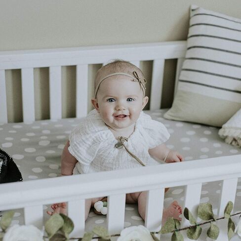 Crib Sheet Set | Toddler Sheet Set 2 Pack 100% Jersey Cotton Grey and White Abstract Stripes and Dots by Ely's & Co in Saudi Arabia