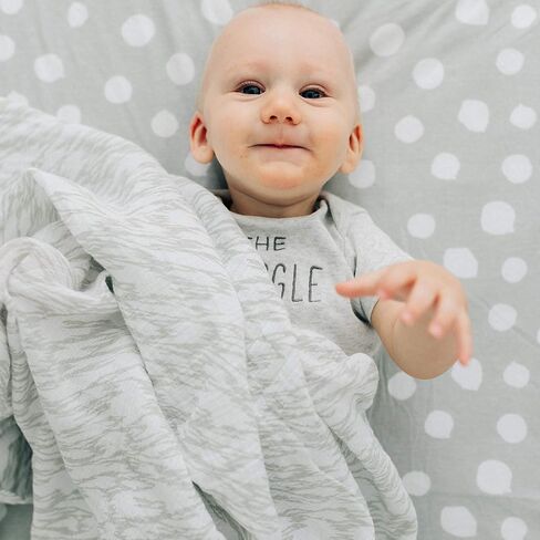Crib Sheet Set | Toddler Sheet Set 2 Pack 100% Jersey Cotton Grey and White Abstract Stripes and Dots by Ely's & Co in Saudi Arabia