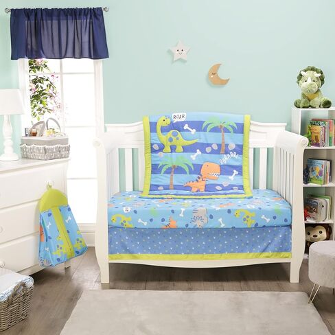 EVERYDAY KIDS 4 Piece Girls Crib Bedding Set - Owls - Soft 100% Cotton Percale - Includes Quilt, Fitted Sheet, Dust Ruffle and Diaper Stacker - Nursery Bedding Set - Baby Crib Bedding Set in Saudi Arabia
