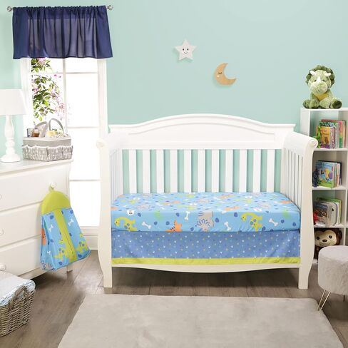 EVERYDAY KIDS 4 Piece Girls Crib Bedding Set - Owls - Soft 100% Cotton Percale - Includes Quilt, Fitted Sheet, Dust Ruffle and Diaper Stacker - Nursery Bedding Set - Baby Crib Bedding Set in Saudi Arabia