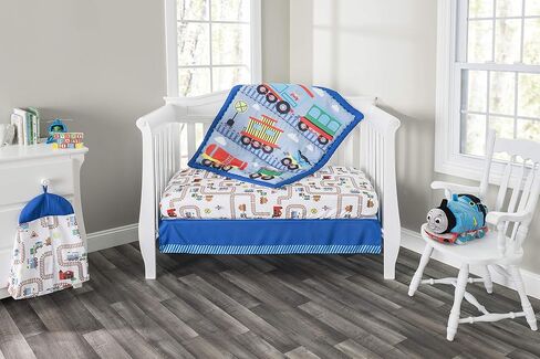 EVERYDAY KIDS 4 Piece Girls Crib Bedding Set - Owls - Soft 100% Cotton Percale - Includes Quilt, Fitted Sheet, Dust Ruffle and Diaper Stacker - Nursery Bedding Set - Baby Crib Bedding Set in Kuwait