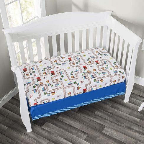EVERYDAY KIDS 4 Piece Girls Crib Bedding Set - Owls - Soft 100% Cotton Percale - Includes Quilt, Fitted Sheet, Dust Ruffle and Diaper Stacker - Nursery Bedding Set - Baby Crib Bedding Set in Kuwait