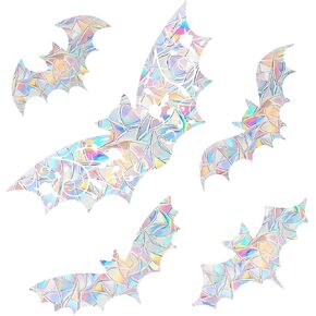 Shawula 18PCS Mandala Window Clings - Anti-Collision Window Decals to Save Birds from Window Collisions,Non Adhesive Prismatic Vinyl Window Clings, Rainbow Stickers
