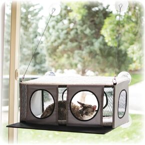 K&H Pet Products EZ Mount Townhouse Window Sill Cat Bed,Cat Hammock for Window Cat Perch Cat Shelf,Sturdy Cat Window Perch for Large Cats,Cat Window Bed Cat Furniture,Cat Window Hammock Gray/Black in Kuwait