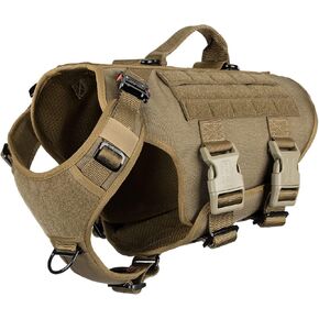 ICEFANG GN3 Tactical Dog Harness with 6X Buckle,Dog Molle Vest with Handle,3/4 Body Coverage,Hook and Loop Panel for ID Patch,No Pulling Front Clip (L (28"-35" Girth), Black)