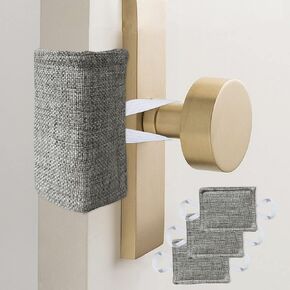 Door Silencer Quiet Door Closer Cushion, Padded Door Latch Cover for Nursery, Baby, Light Sleepers Noise Reduced Prevent from Locking for Toddler Safety - 4 x 3 inch, Natural Colored, Pack-3