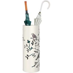 Mango Steam Round Song Bird Spiral Umbrella Stand 21.75" Tall, White