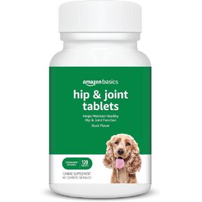 Amazon Basics Dog Hip & Joint Daily Chewable Tablets, with Glucosamine, MSM, and Chondroitin, Duck Flavored, 120 Count (Previously Solimo) in Saudi Arabia
