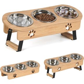 CILXGQLN Elevated Cat Bowls, 2 Height Adjustable Raised Cat Food Bowls for Cats Small Dogs Puppy, Tilted Elevated Dog Bowls Raised Pet bowl stand Feeder with 3 Stainless Steel Bowls for Food and Water