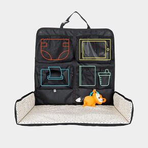 Beanko Baby Portable Diaper Changing Station for Your Car | Waterproof, Detachable, Toy Loops, 4 Pockets, Wet Wipes Holder, Tummy Time Mat, Kick Mat, Tablet Holder | LUMI - Black with Ministars in Saudi Arabia