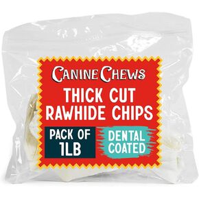 Canine Chews Fresh Breath Thick Cut Long Lasting Dog Dental Chew Toys Rawhide Chips for Aggressive Chewing Dogs Extra Dental Care Dental Coated for Fresh Breath (1 Pound) in Kuwait