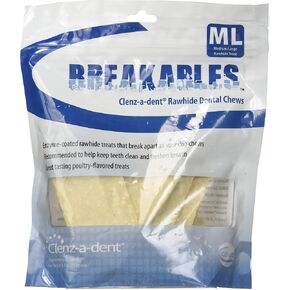 CEVA Animal Health Breakables Clenz-A-Dent Rawhide Dental Chews for Dogs, Medium/Large/11-50 lb/15 Count