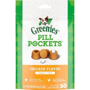GREENIES PILL POCKETS for Dogs Tablet Size Natural Soft Dog Treats, Hickory Smoke Flavor, 3.2 oz. Pack (30 Treats)