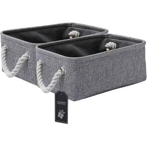 GUIMIYHY Collapsible Fabric Storage Basket for Shelves Closets Nursery Baby Toy Basket for Gifts Empty (3pcs/Small 11.8Lx7.8Wx5.9H, Grey white)