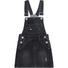 KIDSCOOL SPACE Girls Denim Skirts,Baby Little Big Girls Ripped Soft Stretchy Jeans Overall Dress