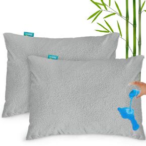 Toddler Pillowcase Protector 2 Pack, Waterproof Pillowcase Cover | Viscose Made From Bamboo Travel Pillow Case Cover with Zipper, Fit Toddler Pillow 13"x18" or 14"x19" for Boys Girls, White in Saudi Arabia