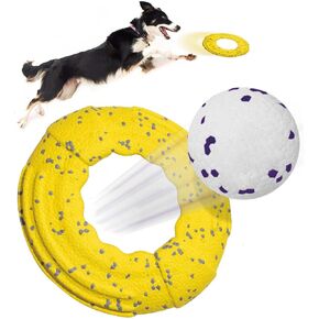 كرات تنس من كيمي دوج فيتش تويز، قطعتان، قرص طائر للكلاب غير قابل للتدمير، خفيف الوزن، عالي الطيران الديناميكي لمسافات طويلة، قابل للطفو، لعبة كلب عالية الارتداد للجلب، شد الحبل، اللعب، أبيض 9.5 بوصة in Kuwait