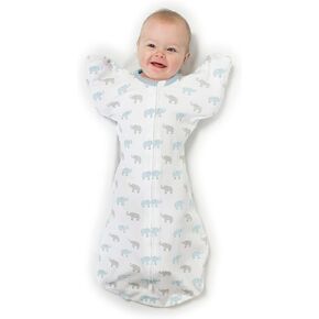 كيس قماط انتقالي رائع للأطفال مع أذرع وأكمام نصف طول وأساور قفازات، دب صغير، استرليني، متوسط، 3-6 أشهر (الفائز بجائزة اختيارات الآباء، انتقال سهل مع نوم أفضل) in Kuwait