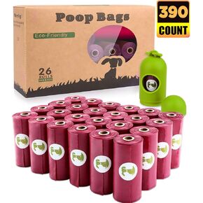 Dog Poop Bag Biodegradable Scented: Leak Proof Dog Waste Bags With 1 Dispenser, Eco-Friendly Poop Bags 26 Rolls Refills -390 Counts