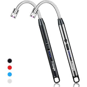 Aneagle Candle Lighter Rechargeable 2 Packs Electric Arc Lighter for Candles with Led Battery Display Screen and Long Flexible Neck USB are Applied to Light Candle Cooking Fireworks Flame