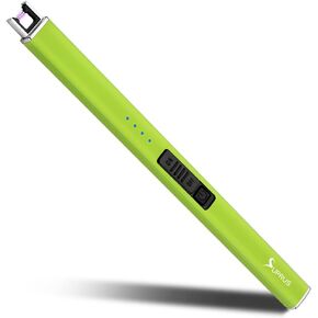 SUPRUS Fluorescent Lighter Glows in The Dark Electric Lighter Candle Lighter Rechargeable USB Arc lighters with Safety Lock Windproof Flameless Plasma for Candle BBQ Camping (Blue)