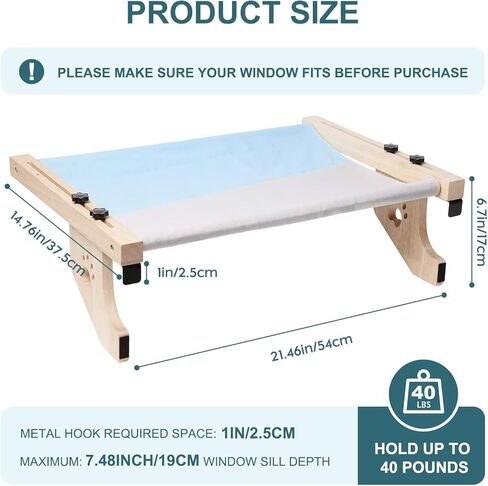 Cat Sill Window Perch Cat Window Hammock for Indoor Cat Sill Window Perch Sturdy Cat Bed, Easy to Adjust and Assemble Cat Bed for Windowsill, Bedside, Drawer and Cabinet Holds Up to 30 lbs. in Kuwait