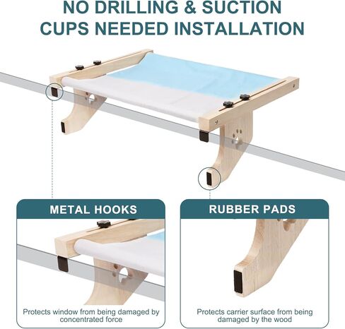 Cat Sill Window Perch Cat Window Hammock for Indoor Cat Sill Window Perch Sturdy Cat Bed, Easy to Adjust and Assemble Cat Bed for Windowsill, Bedside, Drawer and Cabinet Holds Up to 30 lbs. in Kuwait