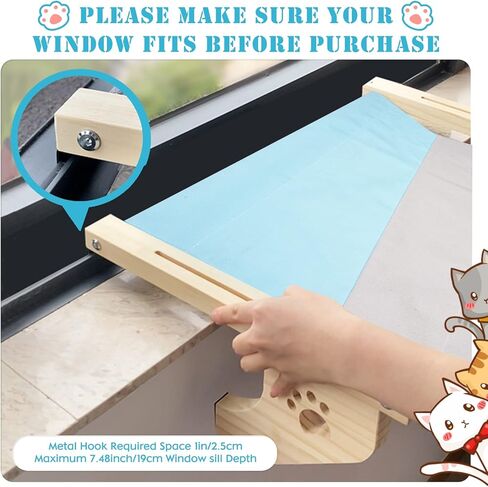 Cat Sill Window Perch Cat Window Hammock for Indoor Cat Sill Window Perch Sturdy Cat Bed, Easy to Adjust and Assemble Cat Bed for Windowsill, Bedside, Drawer and Cabinet Holds Up to 30 lbs. in Kuwait