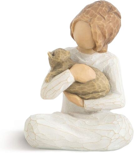 Willow Tree Kindness (Girl), Above All, Kindness, Expresses Relationship with A Much-Loved Pet, A Gift to Celebrate an Adoption, for Animal Lovers and Cat Owners, Sculpted Hand-Painted Figure in Saudi Arabia