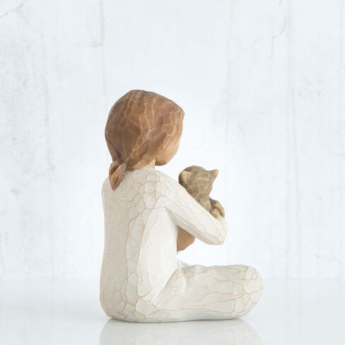 Willow Tree Kindness (Girl), Above All, Kindness, Expresses Relationship with A Much-Loved Pet, A Gift to Celebrate an Adoption, for Animal Lovers and Cat Owners, Sculpted Hand-Painted Figure in Saudi Arabia