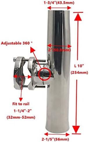 مشبك على قضيب الصيد من الفولاذ المقاوم للصدأ للقارب البحري من هوانج - مصنوع من الفولاذ المقاوم للصدأ على قضيب الصيد للقضبان 1-1/4 بوصة إلى 2 in Kuwait