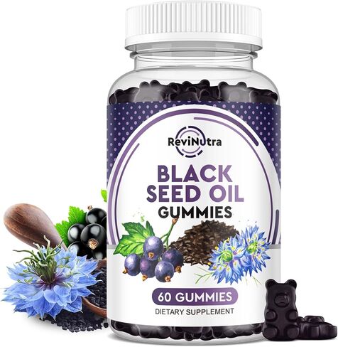 علكات زيت الحبة السوداء من ريفينوترا، حبة البركة المضغوطة على البارد - غنية بفيتامين د، ك2 وهـ، جذر الأرقطيون، نبات البلسان، الزنك، نسبة عالية من الثيموكينون، مضاد أكسدة قوي لدعم المناعة، نباتي غير معدل وراثيًا، 60 قيراط in Kuwait