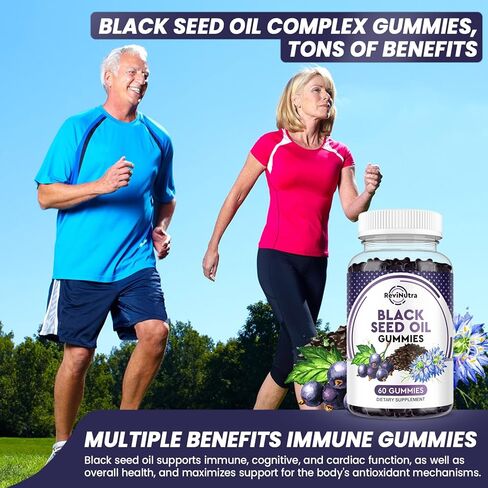علكات زيت الحبة السوداء من ريفينوترا، حبة البركة المضغوطة على البارد - غنية بفيتامين د، ك2 وهـ، جذر الأرقطيون، نبات البلسان، الزنك، نسبة عالية من الثيموكينون، مضاد أكسدة قوي لدعم المناعة، نباتي غير معدل وراثيًا، 60 قيراط in Kuwait