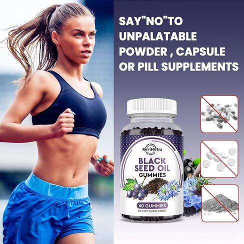 علكات زيت الحبة السوداء من ريفينوترا، حبة البركة المضغوطة على البارد - غنية بفيتامين د، ك2 وهـ، جذر الأرقطيون، نبات البلسان، الزنك، نسبة عالية من الثيموكينون، مضاد أكسدة قوي لدعم المناعة، نباتي غير معدل وراثيًا، 60 قيراط in Kuwait