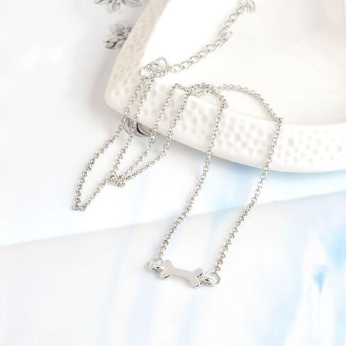 Meiligo® Fashion 2 Pcs Best Friends Friendship Gold Silver Dog Bone Charm Tag Necklace Key Chain Owner and Dog Jewelry Matching Pet Collar Key Chain Pendant in Saudi Arabia