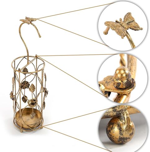 رفوف مظلة من اتش ال كيو ام اف اتش تي - حامل مظلة معدني ذهبي مع صينية تنقيط قابلة للازالة لديكور مدخل المنزل، عصا المشي وتخزين المظلة (رفوف المظلات-C) in Kuwait