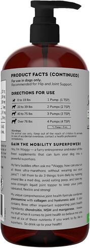 Premium Liquid Glucosamine for Dogs – Extra Strength Joint Support, Flexibility, Cartilage & Mobility - Hip and Joint Supplement with Chondroitin, MSM, Collagen & Hyaluronic Acid - All Ages (16 oz) in Saudi Arabia