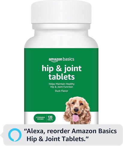 Amazon Basics Dog Hip & Joint Daily Chewable Tablets, with Glucosamine, MSM, and Chondroitin, Duck Flavored, 120 Count (Previously Solimo) in Kuwait