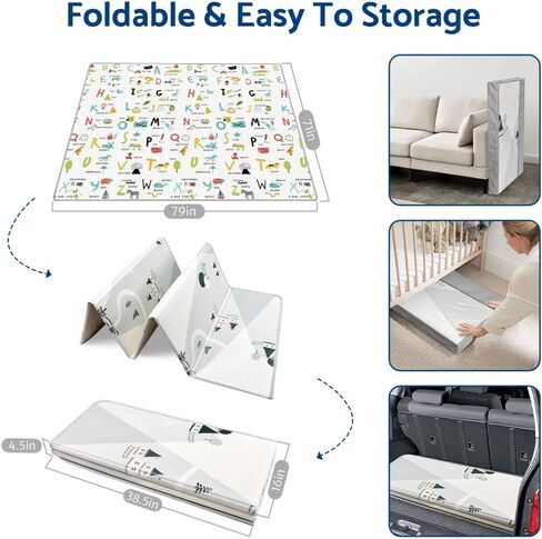 سجادة لعب للأطفال مقاس 79 بوصة × 71 بوصة، سجادة لعب أرضية إسفنجية مقاومة للماء وقابلة للطي للأطفال الصغار، سجادة كبيرة جدًا مضادة للانزلاق لزحف الأطفال، باللون الأخضر in Kuwait