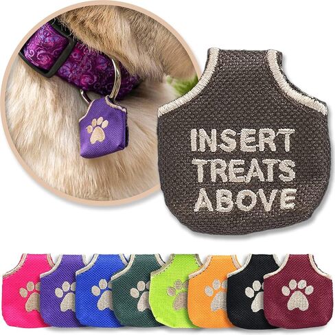 Woofhoof Dog Tag Silencer, Black Pawprint - Quiet Noisy Pet Tags - Fits Up to Four Pet IDs - Dog Tag Cover Protects Metal Pets IDs, Made of Durable Nylon, Universal Fit, Machine Washable in Kuwait