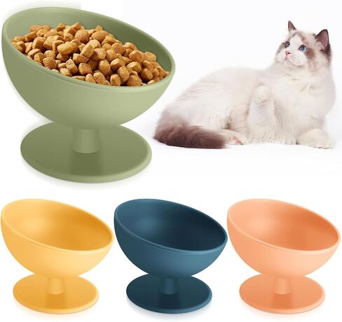 Zhehao 4 Pcs Elevated Cat Bowls Plastic Raised Cat Bowl 15 Degrees Tilted Raised Pet Food and Water Bowls Cute Anti Vomit Food Dishes Pet Feeders for Cats and Small Dogs(Bar Chair) in Kuwait