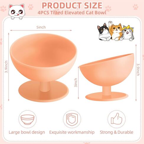 Zhehao 4 Pcs Elevated Cat Bowls Plastic Raised Cat Bowl 15 Degrees Tilted Raised Pet Food and Water Bowls Cute Anti Vomit Food Dishes Pet Feeders for Cats and Small Dogs(Bar Chair) in Kuwait