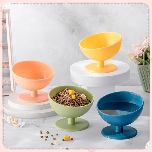 Zhehao 4 Pcs Elevated Cat Bowls Plastic Raised Cat Bowl 15 Degrees Tilted Raised Pet Food and Water Bowls Cute Anti Vomit Food Dishes Pet Feeders for Cats and Small Dogs(Bar Chair) in Kuwait