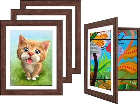 3 Pack Kids Art Frames Black, Rustic Woodgrain 8.5x11in Kids Artwork Frame Changeable Front Opening Without Mat, Children Art Storage Picture Frame Hold 50Pcs Crafts, Drawing, Art Projects, Schoolwork in Kuwait