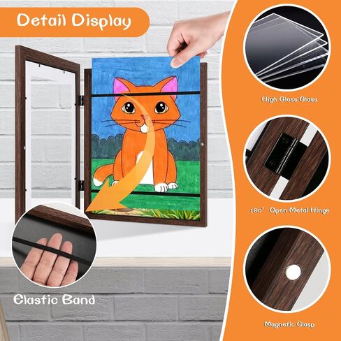 3 Pack Kids Art Frames Black, Rustic Woodgrain 8.5x11in Kids Artwork Frame Changeable Front Opening Without Mat, Children Art Storage Picture Frame Hold 50Pcs Crafts, Drawing, Art Projects, Schoolwork in Kuwait