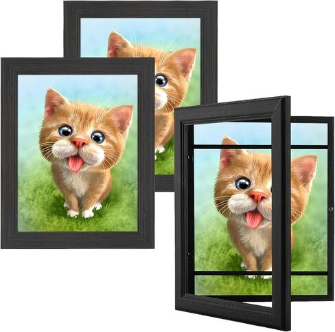 3 Pack Kids Art Frames Black, Rustic Woodgrain 8.5x11in Kids Artwork Frame Changeable Front Opening Without Mat, Children Art Storage Picture Frame Hold 50Pcs Crafts, Drawing, Art Projects, Schoolwork in Kuwait