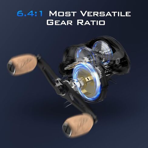 بكرة صيد السمك KastKing Megatron 200، بكرة صب ذات سعة عالية وبكرة واسعة، 7+1 من الفولاذ المقاوم للصدأ مزدوج الحماية BB، مكابح مغناطيسية بـ 8 أزرار، نسبة تروس 6.4:1، 28.6 رطل من السحب السلس in Saudi Arabia